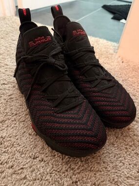 Nike Kids Black with Red Knit Sneakers